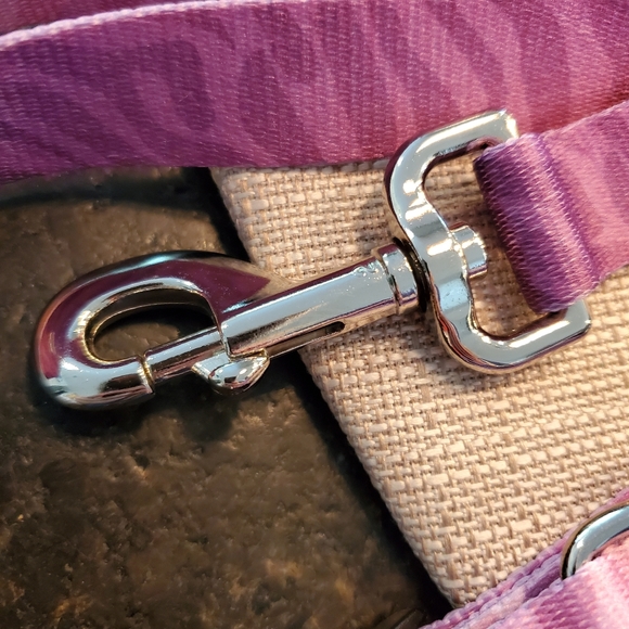🐕 pink/purple zebra print large dog collar and 6' leash - Picture 3 of 4